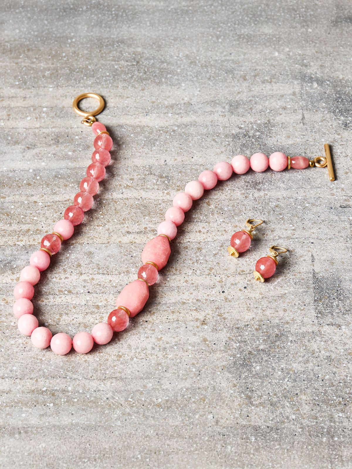 Peach Jade Mixed Media Necklace