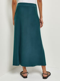 A-Line Textural Stripe Cashmere Midi Skirt, Marine Teal, Marine Teal | Misook
