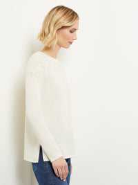 Floral Shimmer Cashmere Tunic, Ivory, Ivory | Misook