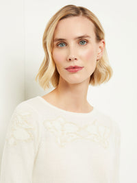 Floral Shimmer Cashmere Tunic, Ivory | Misook Premium Details