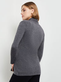 Buckle Detail Shawl Collar Cashmere Cardigan, Charcoal, Charcoal | Misook