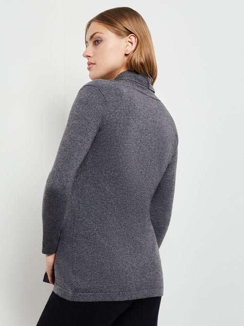 Buckle Detail Shawl Collar Cashmere Cardigan, Charcoal, Charcoal | Misook