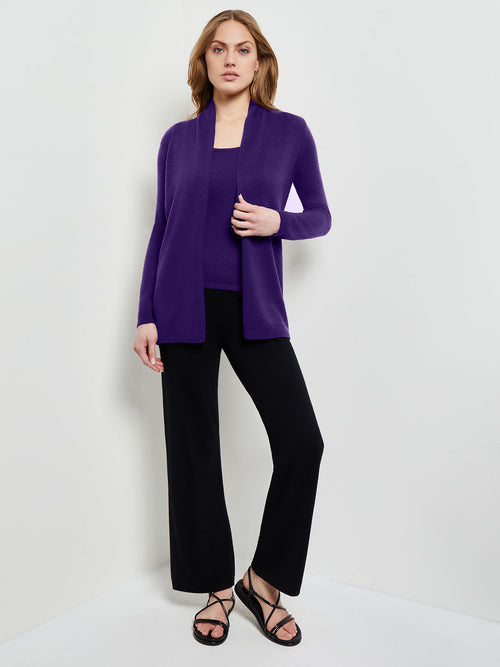 Open Front Cashmere Cardigan, Parachute Purple, Marine Teal | Misook