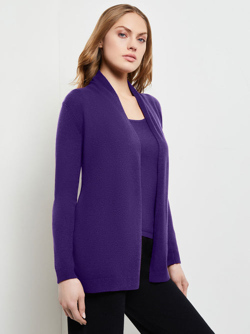Open Front Cashmere Cardigan, Parachute Purple, Marine Teal | Misook