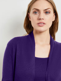 Open Front Cashmere Cardigan, Parachute Purple | Misook Premium Details