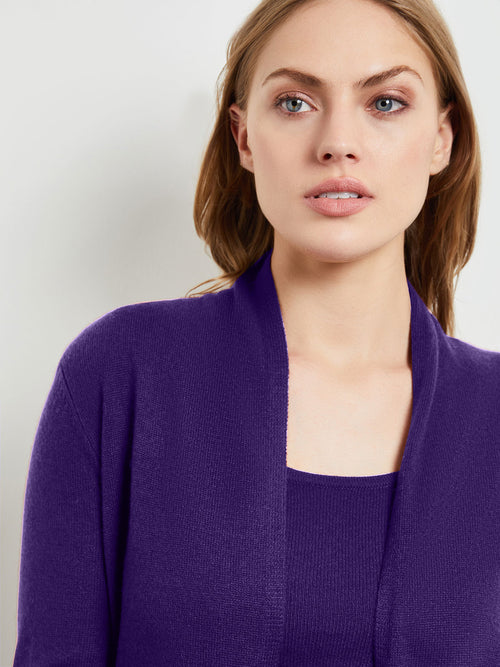 Open Front Cashmere Cardigan, Parachute Purple | Misook Premium Details