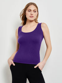 Scoop Neck Cashmere Tank Top, Parachute Purple, Parachute Purple | Misook