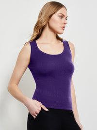 Scoop Neck Cashmere Tank Top, Parachute Purple | Misook Premium Details