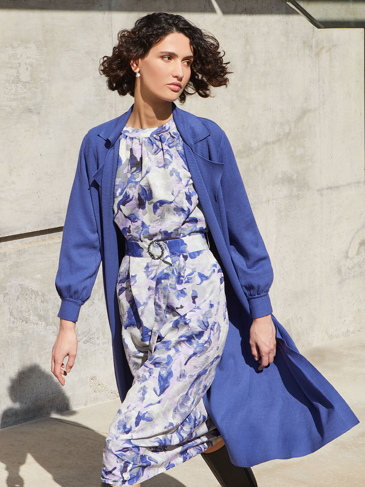 Tie-Waist Textured Recycled Knit Duster Cardigan