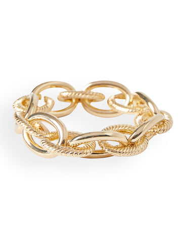 Multi-Texture Gold Chain Link Bracelet