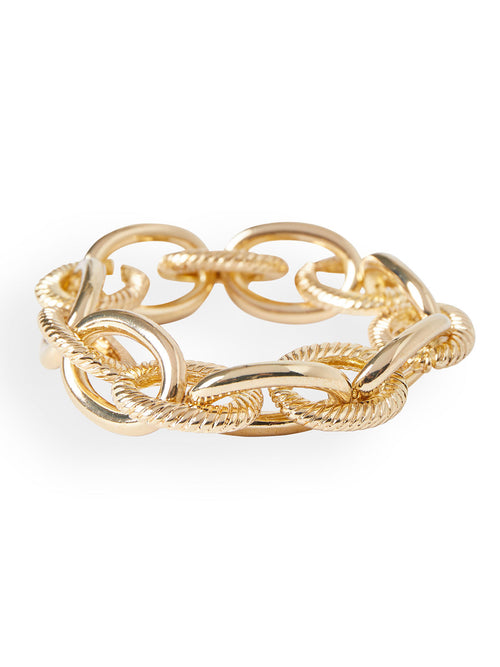Multi-Texture Gold Chain Link Bracelet, Gold | Misook