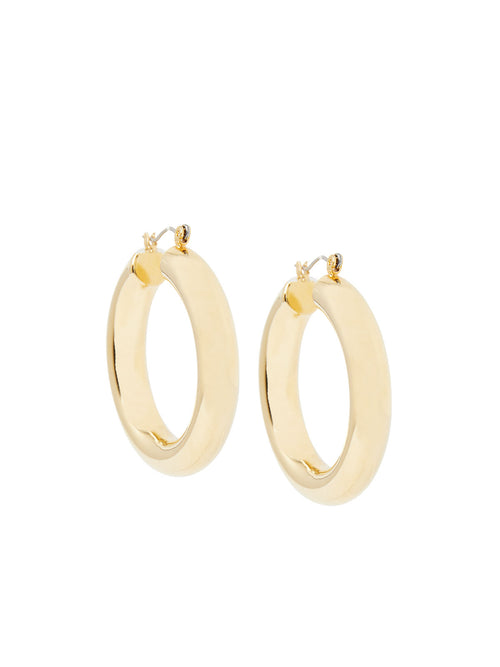 Gold Tube Hoop Pierced Earrings, Gold | Misook