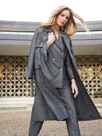 Belted Chambray Trench Coat, Slate Grey | Misook