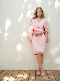 Landscape Pattern Soft Knit Dress, Pink Clay/Sugar Coral/White | Misook