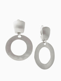Silver Matte Finish Drop Clip-On Earrings, Silver | Misook