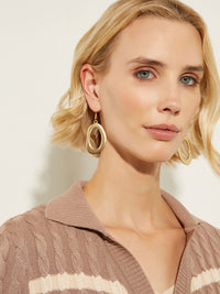 Matte Gold Drop Circle Earrings, Gold | Misook