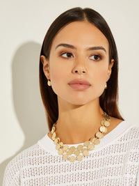 Matte Gold Layered Circle Necklace, Gold | Misook
