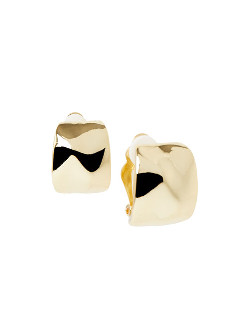 Gold-Tone Rippled Clip-On Earrings, Gold | Misook