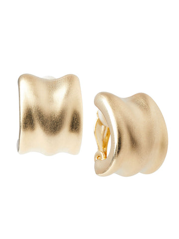 Rippled Gold Satin Clip Earrings