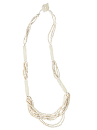 Lucite and Wood Long Layered Necklace, Ivory | Misook
