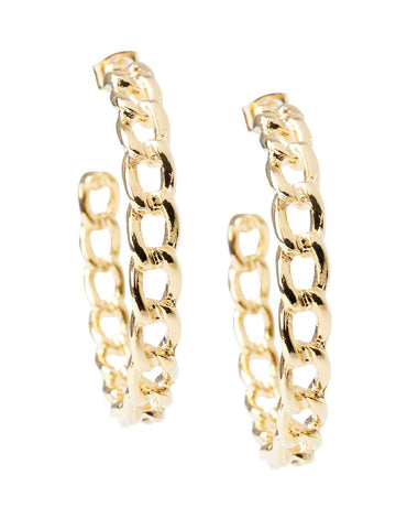 Chain Link Large Hoop Pierced Earrings