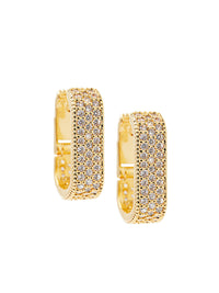 Gold Crystal Huggie Pierced Earrings, Gold | Misook