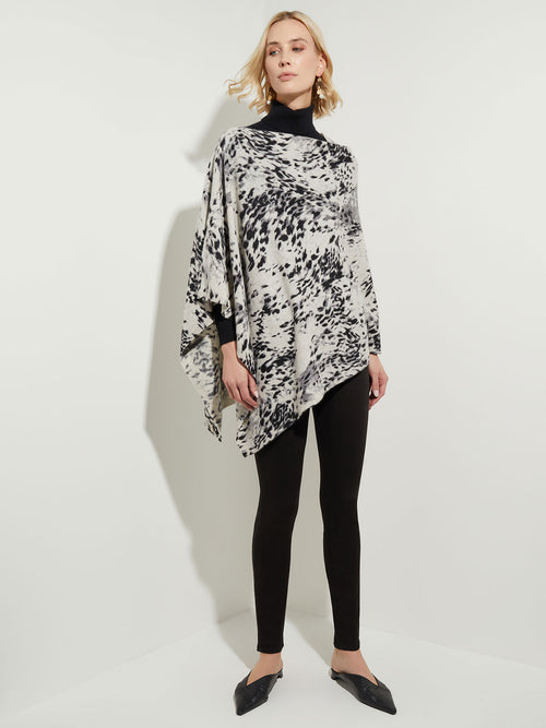 Leopard Print Cashmere Poncho, Grey Combo | Misook