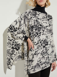 Leopard Print Cashmere Poncho, Grey Combo | Misook