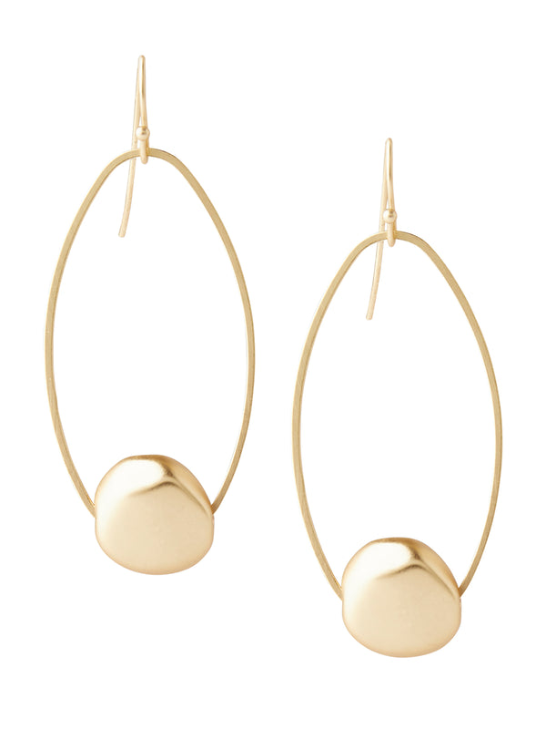 Gold-Tone Pebble Oval Drop Pierced Earrings – Misook