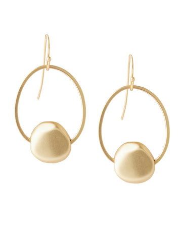 Gold-Tone Pebble Round Drop Pierced Earrings