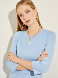 White Magnesite Pendant Toggle Chain Necklace, White/Gold | Misook