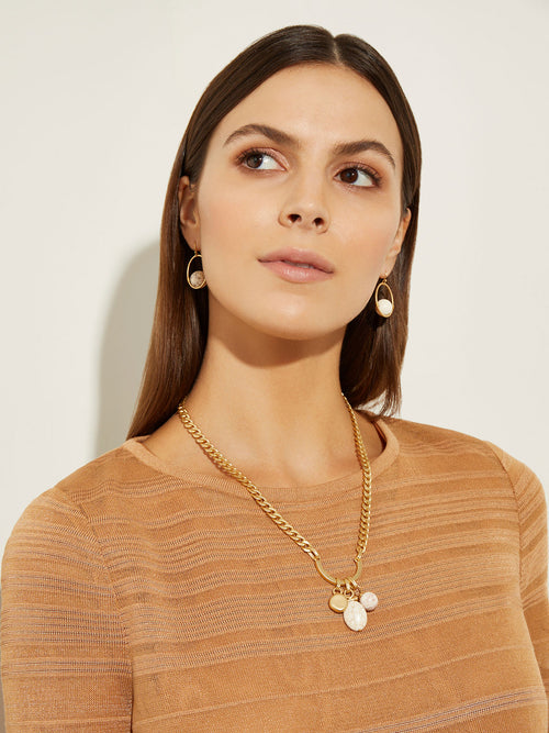 White Magnesite Pendant Chain Necklace, White/Gold | Misook