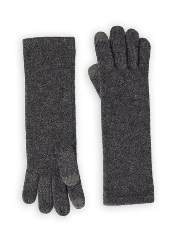Tech Touch Long Cashmere Gloves, Charcoal, Charcoal | Misook