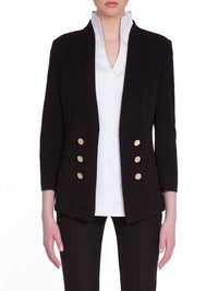 Tailored Double Button Knit Jacket, Black, Black | Misook