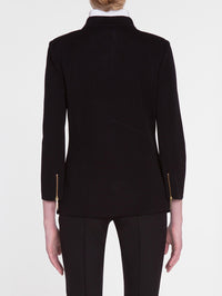 Tailored Double Button Knit Jacket, Black, Black | Misook