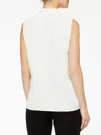 Ruffle Neck Crepe de Chine Blouse, White, White | Misook