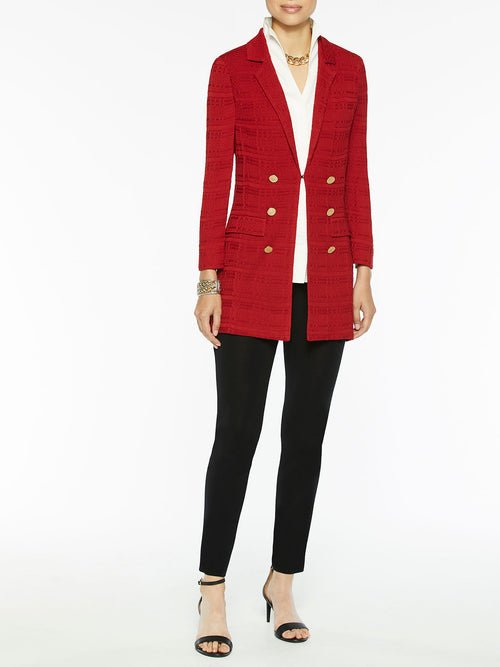 Tailored Signature Knit Jacket, Red, Classic Red | Misook