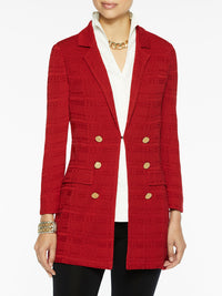 Tailored Signature Knit Jacket, Red, Classic Red | Misook