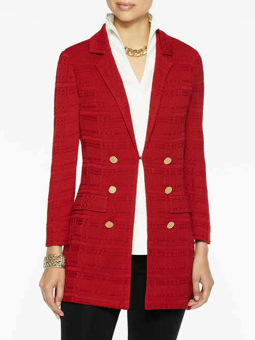 Tailored Signature Knit Jacket, Red, Classic Red | Misook