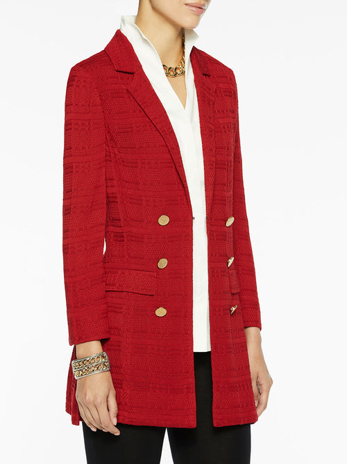 Tailored Signature Knit Jacket, Red, Classic Red | Misook