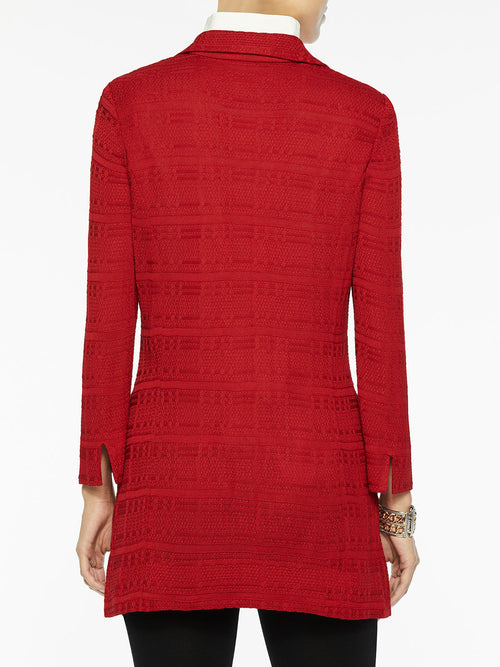 Tailored Signature Knit Jacket, Red, Classic Red | Misook