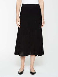 Multi-Stitch A-Line Knit Skirt, Black | Misook