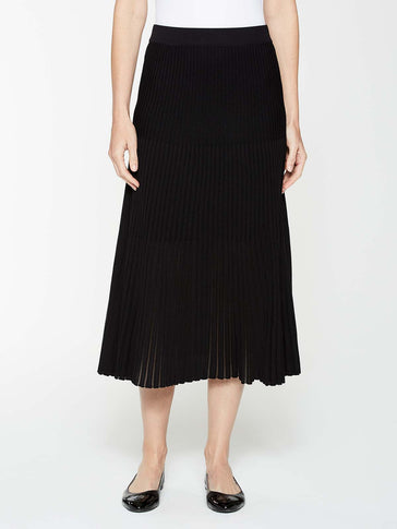 Multi-Stitch A-Line Knit Skirt, Black | Misook