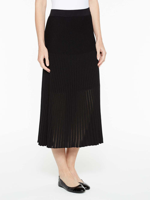 Multi-Stitch A-Line Knit Skirt, Black | Misook