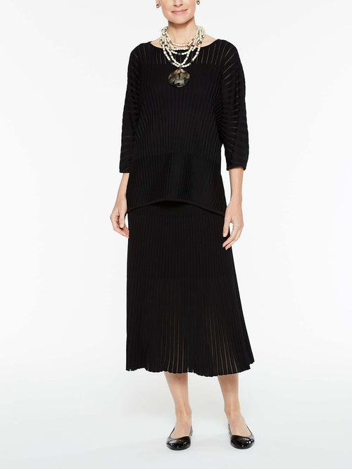 Multi-Stitch A-Line Knit Skirt, Black | Misook
