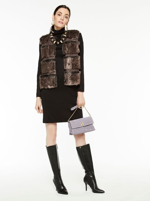 Long Sleeve Turtleneck Wool Blend Sheath Dress, Black | Misook