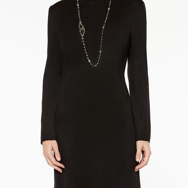 Long Sleeve Turtleneck Wool Blend Sheath Dress