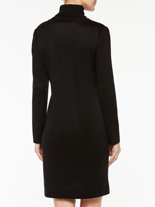 Long Sleeve Turtleneck Wool Blend Sheath Dress, Black | Misook