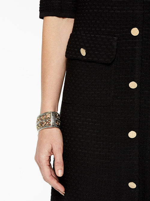 Button Accent Sheath Knit Dress, Black | Misook