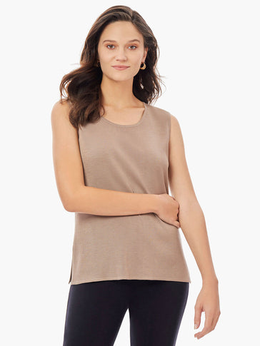 Classic Knit Tank Top, Macchiato, Macchiato Brown | Misook